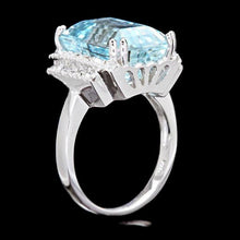 Load image into Gallery viewer, 9.50 Carats Natural Aquamarine and Diamond 14K Solid White Gold Ring
