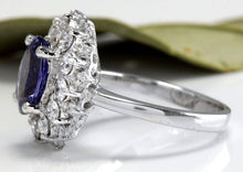 Load image into Gallery viewer, 4.25 Carats Natural Very Nice Looking Tanzanite and Diamond 14K Solid White Gold Ring
