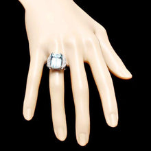 Load image into Gallery viewer, 9.50 Carats Natural Aquamarine and Diamond 14K Solid White Gold Ring