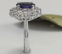 Load image into Gallery viewer, 4.25 Carats Natural Very Nice Looking Tanzanite and Diamond 14K Solid White Gold Ring