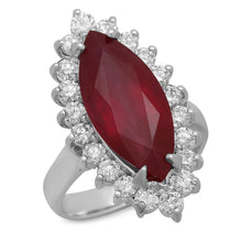 Load image into Gallery viewer, 9.20 Carats Natural Red Ruby and Diamond 14K Solid White Gold Ring