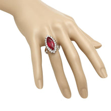 Load image into Gallery viewer, 9.20 Carats Natural Red Ruby and Diamond 14K Solid White Gold Ring