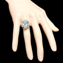 Load image into Gallery viewer, 7.40 Carats Natural Aquamarine and Diamond 14K Solid White Gold Ring