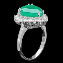 Load image into Gallery viewer, 5.20 Carats Natural Emerald and Diamond 14K Solid White Gold Ring