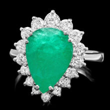 Load image into Gallery viewer, 5.20 Carats Natural Emerald and Diamond 14K Solid White Gold Ring