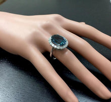 Load image into Gallery viewer, 13.20 Carats Natural Impressive London Blue Topaz and Diamond 14K White Gold Ring