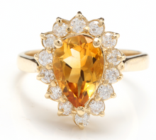 Load image into Gallery viewer, 2.70 Carats Natural Very Nice Looking Citrine and Diamond 14K Solid Yellow Gold Ring