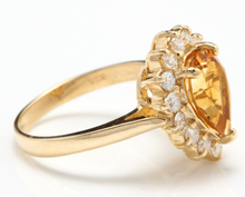 Load image into Gallery viewer, 2.70 Carats Natural Very Nice Looking Citrine and Diamond 14K Solid Yellow Gold Ring