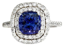 Load image into Gallery viewer, 2.80 Carats Natural Very Nice Looking AAA+ Tanzanite and Diamond 14K Solid White Gold Ring