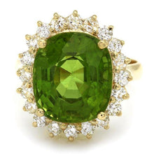 Load image into Gallery viewer, 9.70 Carats Natural Peridot and Diamond 14K Solid Yellow Gold Ring