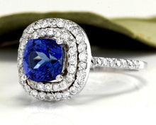 Load image into Gallery viewer, 2.80 Carats Natural Very Nice Looking AAA+ Tanzanite and Diamond 14K Solid White Gold Ring