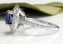 Load image into Gallery viewer, 2.80 Carats Natural Very Nice Looking AAA+ Tanzanite and Diamond 14K Solid White Gold Ring