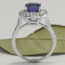 Load image into Gallery viewer, 2.80 Carats Natural Very Nice Looking AAA+ Tanzanite and Diamond 14K Solid White Gold Ring