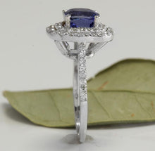Load image into Gallery viewer, 2.80 Carats Natural Very Nice Looking AAA+ Tanzanite and Diamond 14K Solid White Gold Ring