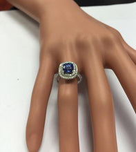 Load image into Gallery viewer, 2.80 Carats Natural Very Nice Looking AAA+ Tanzanite and Diamond 14K Solid White Gold Ring