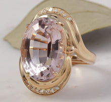 Load image into Gallery viewer, 16.18 Carats Exquisite Natural Pink Kunzite and Diamond 14K Solid Rose Gold Ring