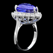 Load image into Gallery viewer, 10.10 Carats Natural Tanzanite and Diamond 18K Solid White Gold Ring