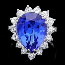 Load image into Gallery viewer, 10.10 Carats Natural Tanzanite and Diamond 18K Solid White Gold Ring