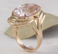 Load image into Gallery viewer, 16.18 Carats Exquisite Natural Pink Kunzite and Diamond 14K Solid Rose Gold Ring