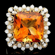 Load image into Gallery viewer, 12.80 Carats Natural Citrine and Diamond 14K Solid Yellow Gold Ring