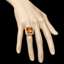Load image into Gallery viewer, 12.80 Carats Natural Citrine and Diamond 14K Solid Yellow Gold Ring