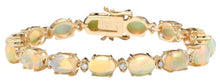 Load image into Gallery viewer, Very Impressive 20.00 Carats Natural Ethiopian Opal &amp; Diamond 14K Solid Yellow Gold Bracelet
