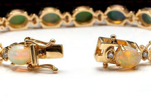 Load image into Gallery viewer, Very Impressive 20.00 Carats Natural Ethiopian Opal &amp; Diamond 14K Solid Yellow Gold Bracelet