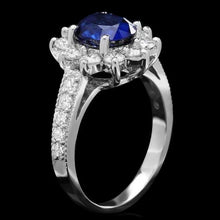 Load image into Gallery viewer, 3.30 Carats Natural Blue Sapphire and Diamond 14K Solid White Gold Ring