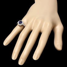 Load image into Gallery viewer, 3.30 Carats Natural Blue Sapphire and Diamond 14K Solid White Gold Ring