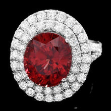 Load image into Gallery viewer, 10.40 Carats Natural Red Zircon and Diamond 14K Solid White Gold Ring