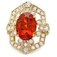Load image into Gallery viewer, 6.50 Carats Natural Citrine and Diamond 14K Solid Yellow Gold Ring