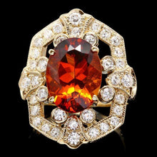 Load image into Gallery viewer, 6.50 Carats Natural Citrine and Diamond 14K Solid Yellow Gold Ring