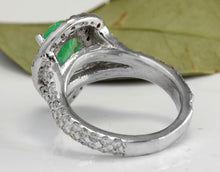 Load image into Gallery viewer, 3.50 Carats Natural Colombian Emerald and Diamond 14K Solid White Gold Ring