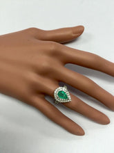 Load image into Gallery viewer, 3.50 Carats Natural Colombian Emerald and Diamond 14K Solid White Gold Ring