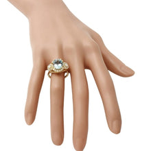 Load image into Gallery viewer, 4.50 Carats Exquisite Natural Aquamarine and Diamond 14K Solid Yellow Gold Ring