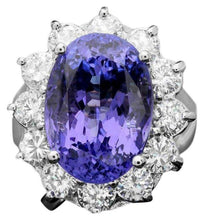 Load image into Gallery viewer, 13.40 Carats Natural Tanzanite and Diamond 14K Solid White Gold Ring
