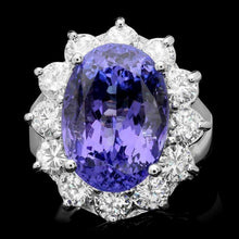 Load image into Gallery viewer, 13.40 Carats Natural Tanzanite and Diamond 14K Solid White Gold Ring