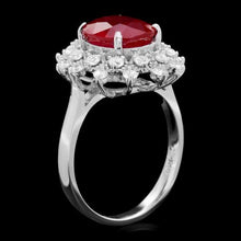 Load image into Gallery viewer, 4.50 Carats Natural Red Ruby and Diamond 14K Solid White Gold Ring
