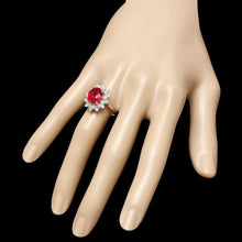 Load image into Gallery viewer, 4.50 Carats Natural Red Ruby and Diamond 14K Solid White Gold Ring
