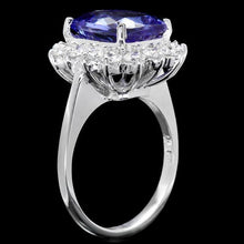 Load image into Gallery viewer, 6.00 Carats Natural Tanzanite and Diamond 14K Solid White Gold Ring