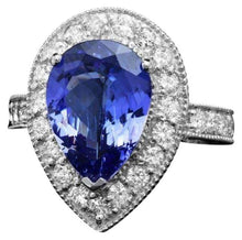 Load image into Gallery viewer, 4.90 Carats Natural Tanzanite and Diamond 14K Solid White Gold Ring
