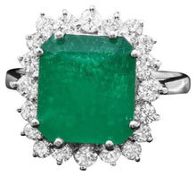 Load image into Gallery viewer, 4.60 Carats Natural Emerald and Diamond 14K Solid White Gold Ring