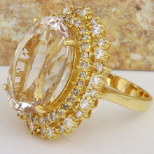 Load image into Gallery viewer, 15.94 Carats Exquisite Natural Peach Morganite and Diamond 14K Solid Yellow Gold Ring