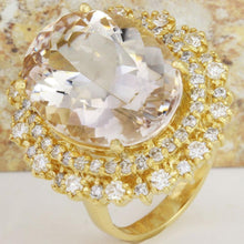 Load image into Gallery viewer, 15.94 Carats Exquisite Natural Peach Morganite and Diamond 14K Solid Yellow Gold Ring
