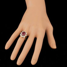 Load image into Gallery viewer, 6.70 Carats Natural Red Ruby and Diamond 14K Solid Yellow Gold Ring