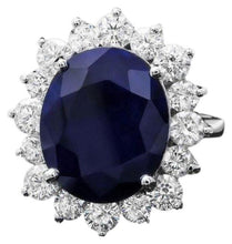 Load image into Gallery viewer, 10.80 Carats Natural Blue Sapphire and Diamond 14K Solid White Gold Ring