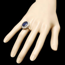 Load image into Gallery viewer, 10.80 Carats Natural Blue Sapphire and Diamond 14K Solid White Gold Ring
