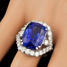Load image into Gallery viewer, 18.00 Carats Natural Tanzanite and Diamond 18k Solid White Gold Ring