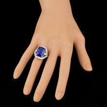 Load image into Gallery viewer, 18.00 Carats Natural Tanzanite and Diamond 18k Solid White Gold Ring