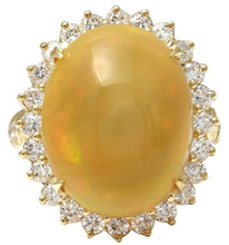 Load image into Gallery viewer, 10.50 Carats Natural Impressive Ethiopian Opal and Diamond 14K Solid Yellow Gold Ring